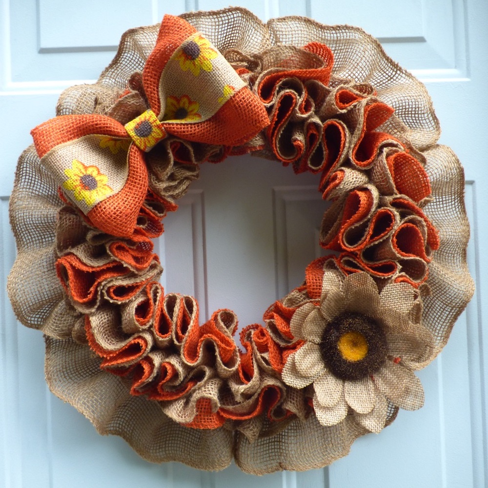 Fall Burlap Wreath for Front Door.